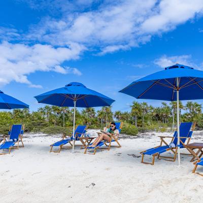 A small beach setup on Pipe Cay